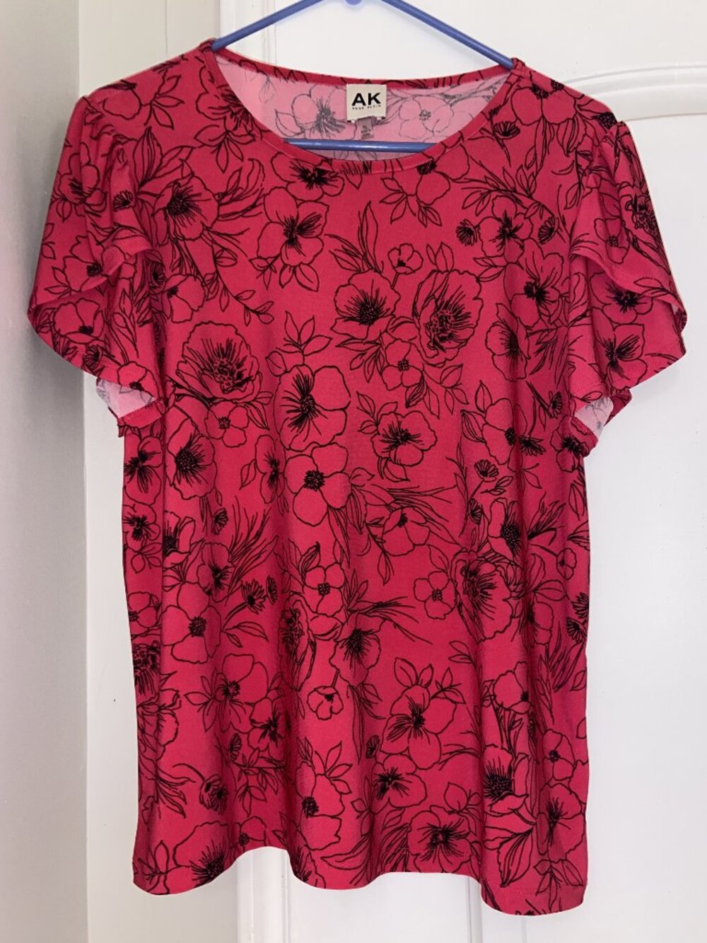ANNE KLEIN PL (PETITE LARGE) RED FLORAL TOP